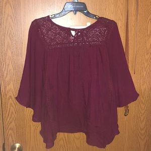 burgundy lace blouse